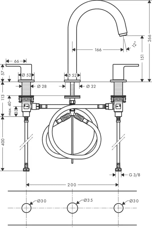 Hansgrohe Vernis Shape 3 Delikli Lavabo Bataryası