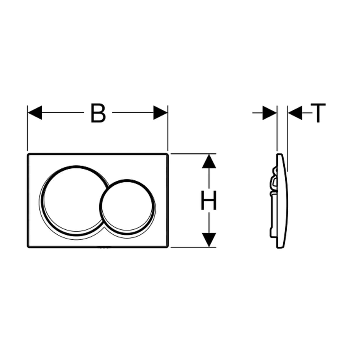 Geberit Alpha 01 Round, Pirinç ölçülü teknik çizim