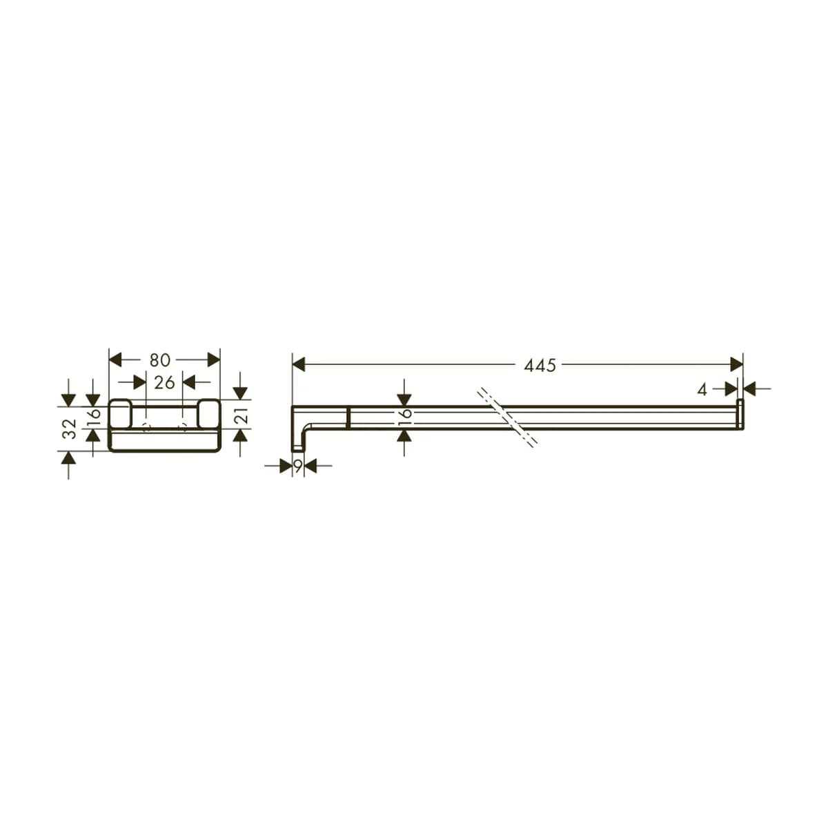 Hansgrohe Addstoris Havluluk ölçülü teknik çizim