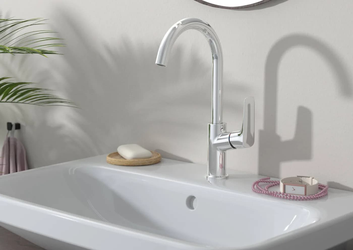 Hansgrohe Logis Tek Kollu Lavabo Bataryası 210 Dönebilir Gaga görsel 3
