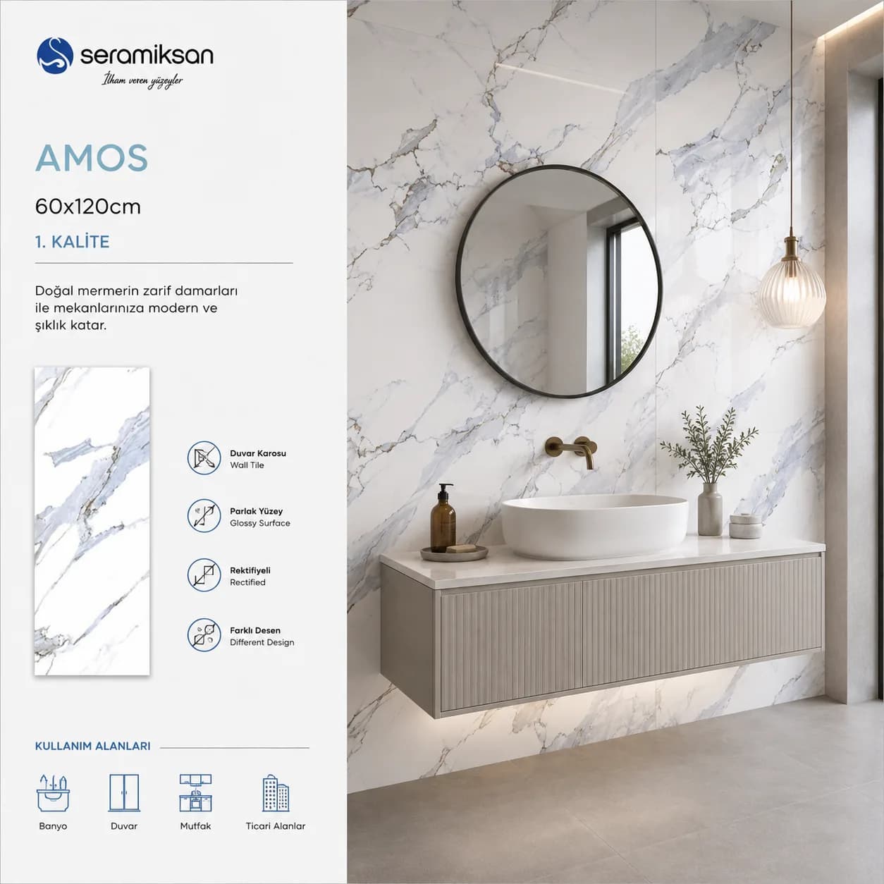 Amos Blue Floral Motif